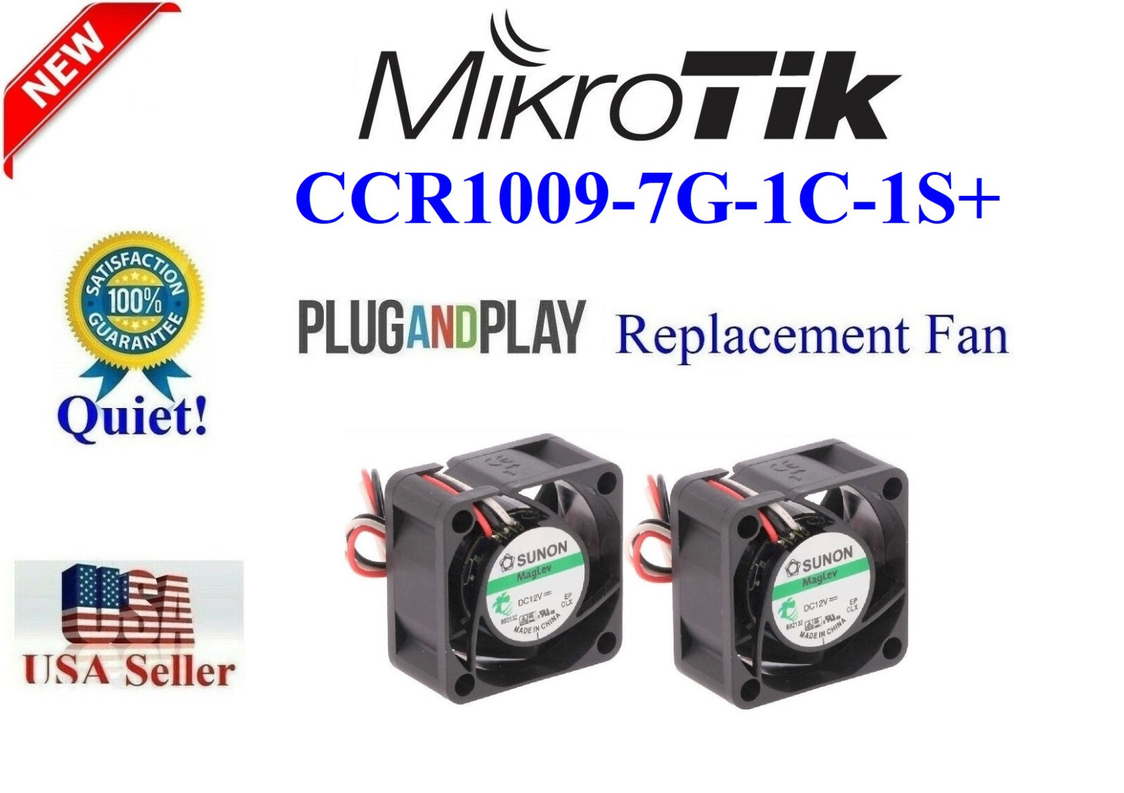 LOT 2x Quiet Version Replacement Fans for MikroTik CCR1009-7G-1C-1S+