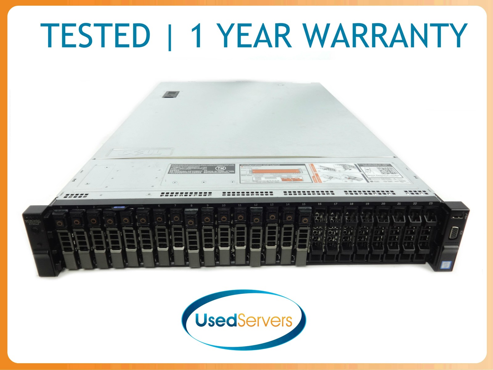 Dell R730XD 26SFF 128GB 2xE5-2640v4 2.4GHZ=20Cores 16xHD Tray H730