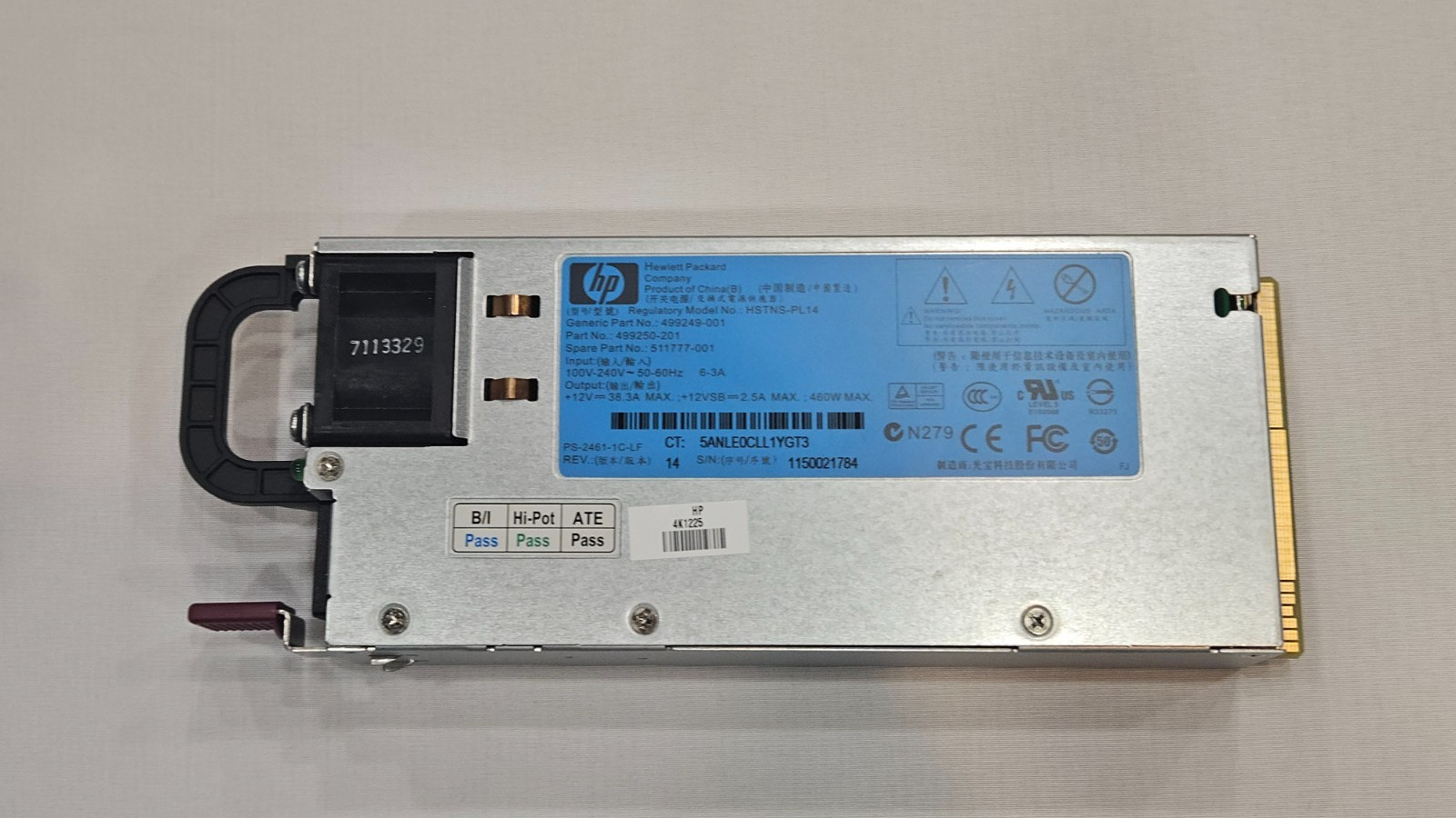 HP HSTNS-PL14 460W PSU 499250-201 PS-2461-1C-LF 511777-001 for DL360 DL380 ML150