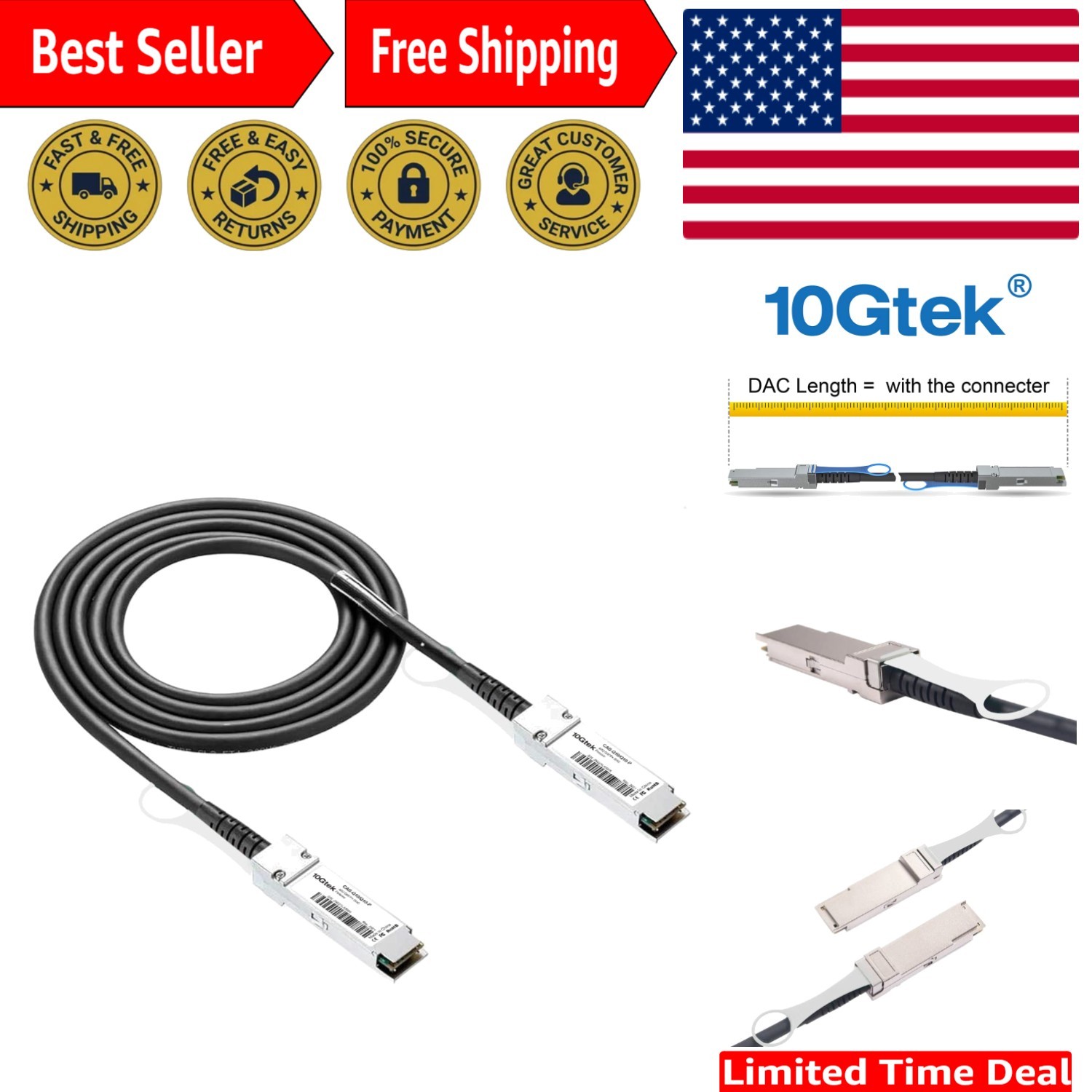 40G QSFP+ DAC Cable – 0.5M Dual Connector Twinax Copper Ideal for Cisco & Meraki