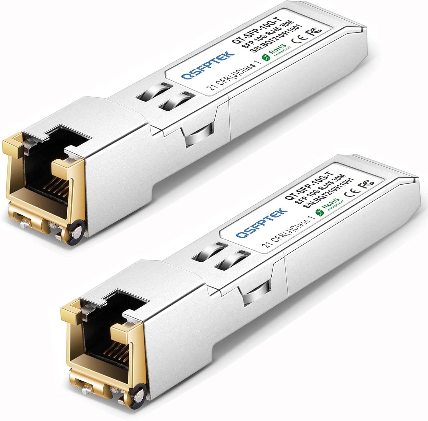 2Pack 10GBASE-T SFP+ Module, 10G to RJ45 Copper, 10GBase-T: 30m, 2 Pack