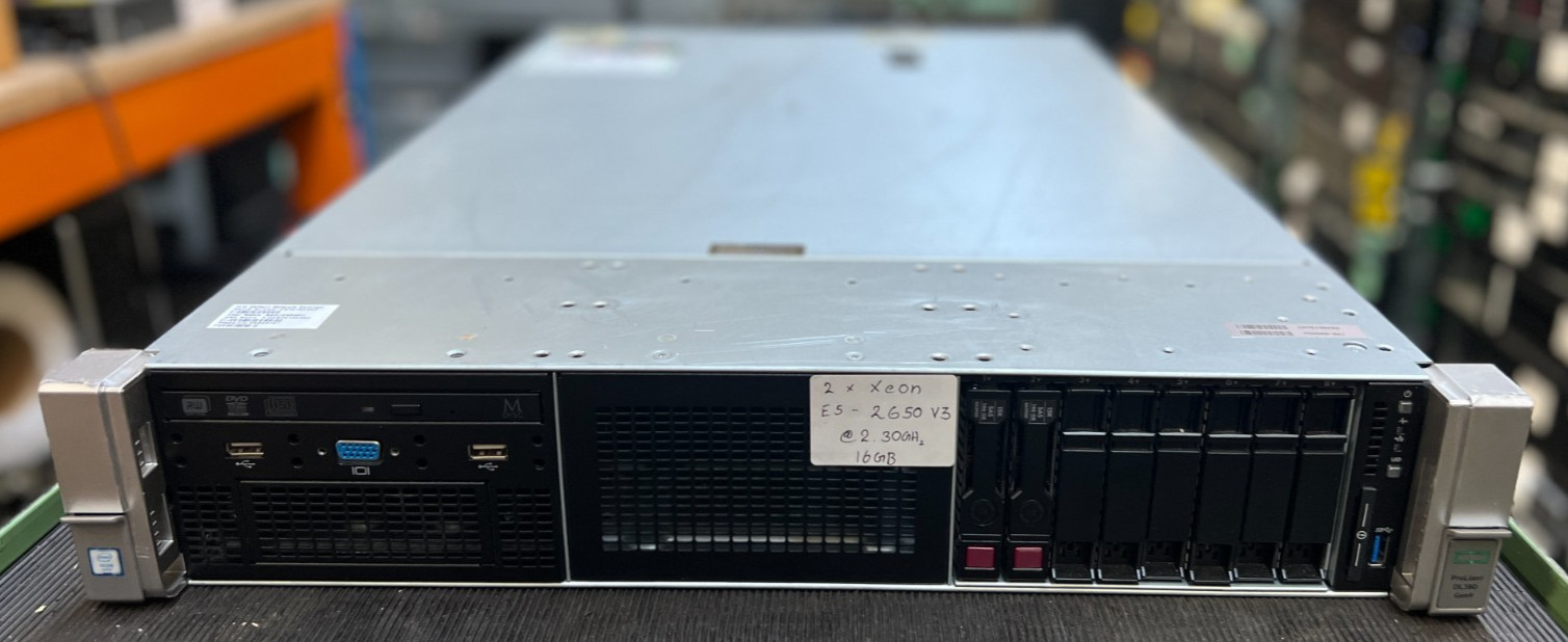 HP ProLiant DL380 Gen9 Server l 2xXeon E5-2650 v3 @2.3GHz 16GB 2x146GB  2xCards