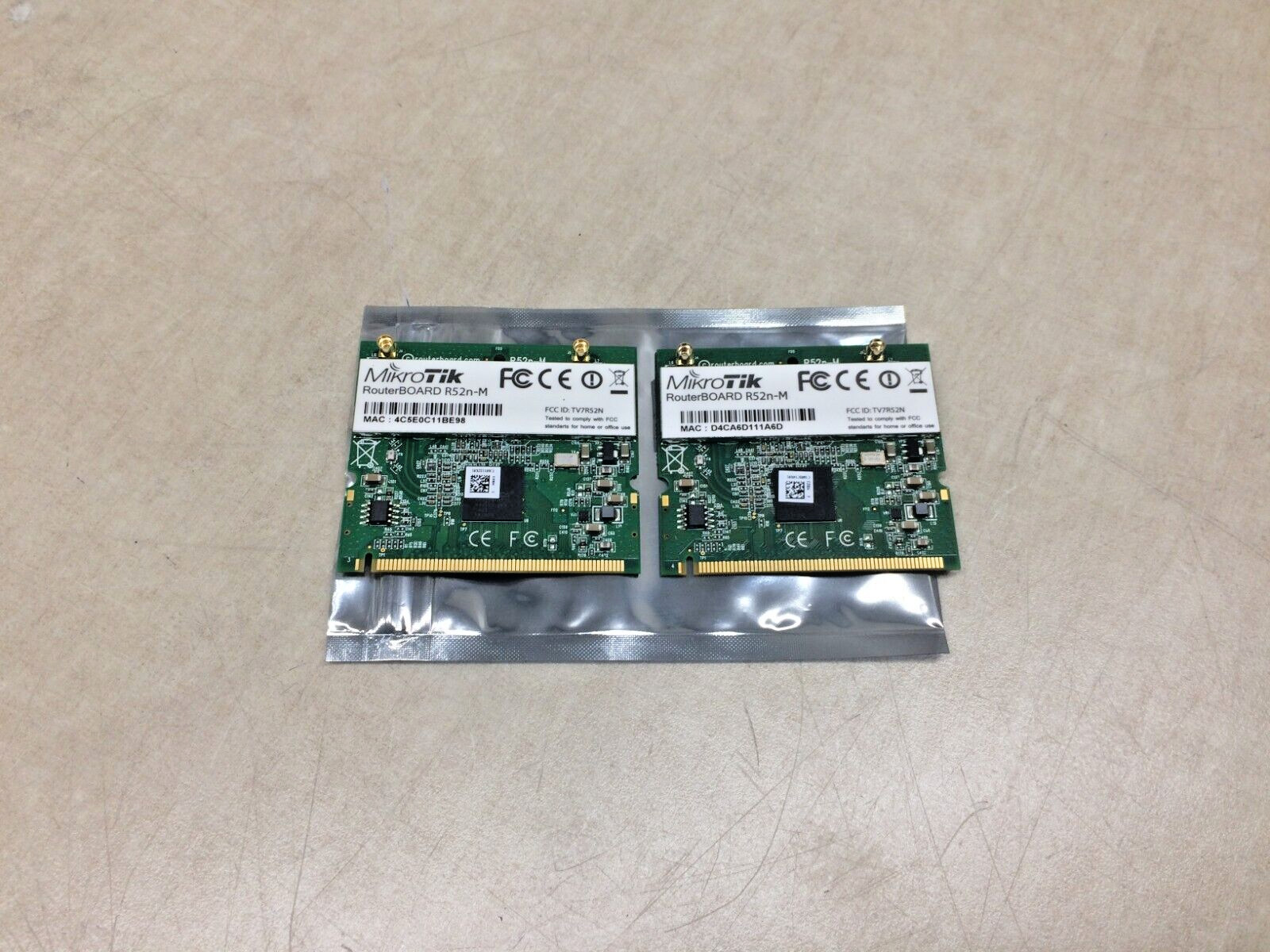 Lot of 2 MikroTik RouterBOARD R52n-M Dual Band miniPCI Network Adapter TV7R52N