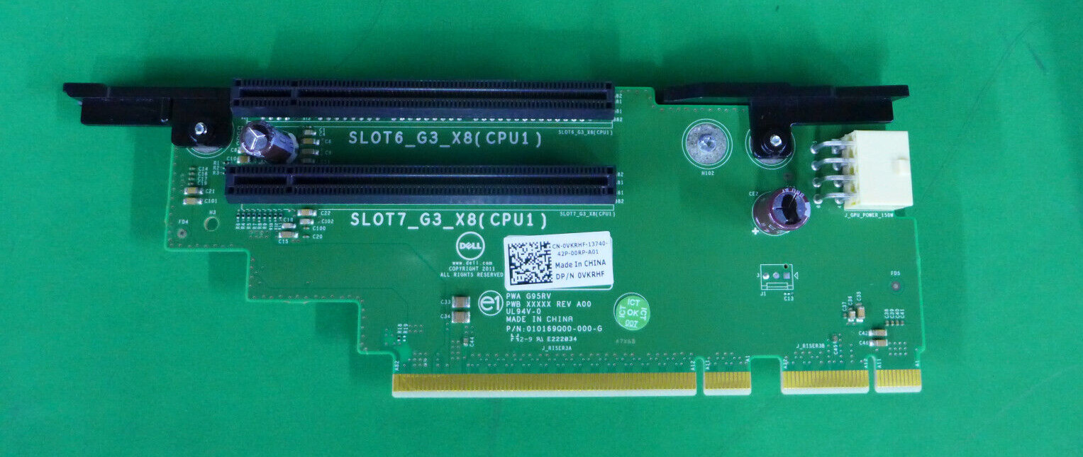 GENUINE Dell PowerEdge R720 PCI-e x8  Server Riser Card Board VKRHF