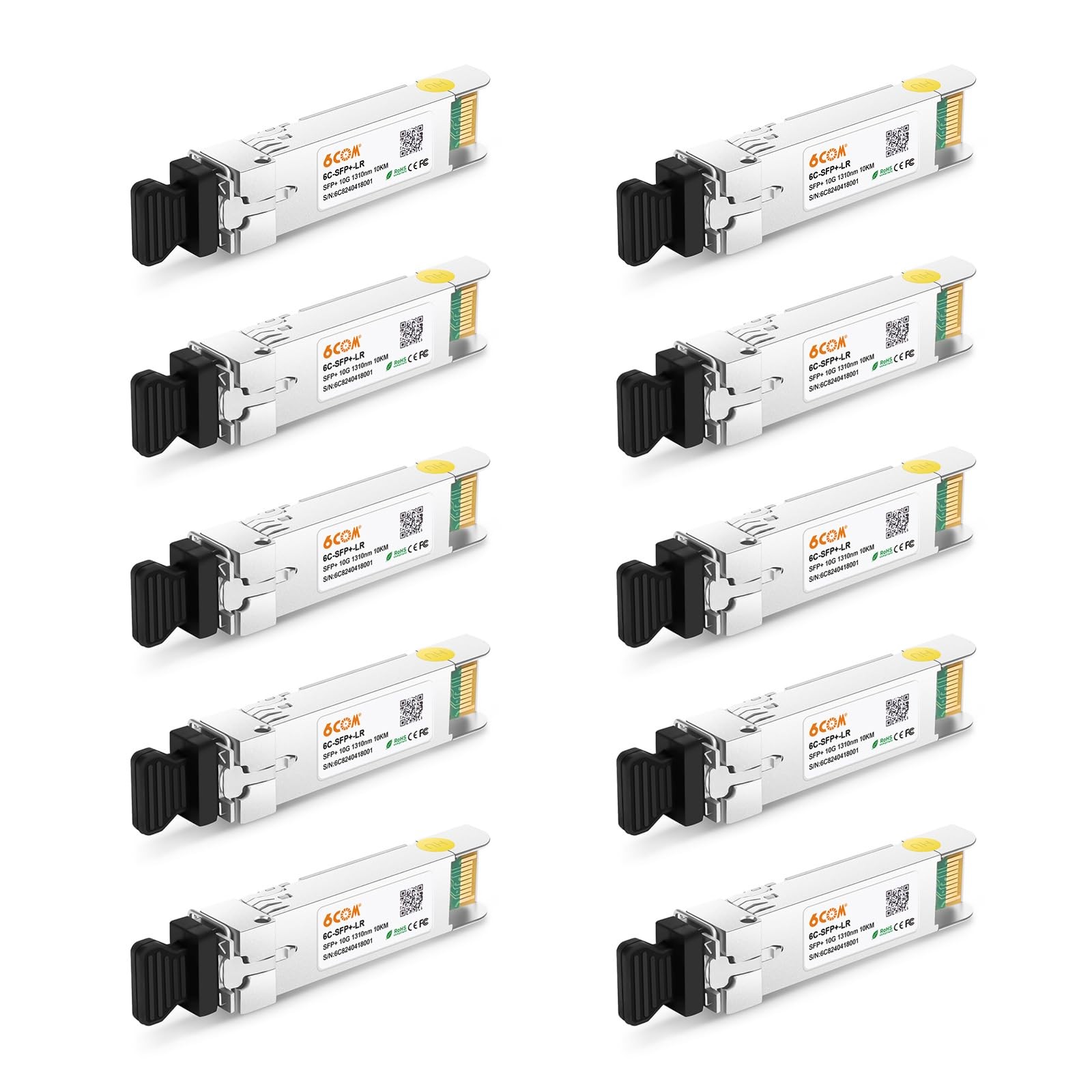 10Pack 10GBase-LR SFP+ Transceiver, 10G Dual LC Single Mode Module for Cisco …