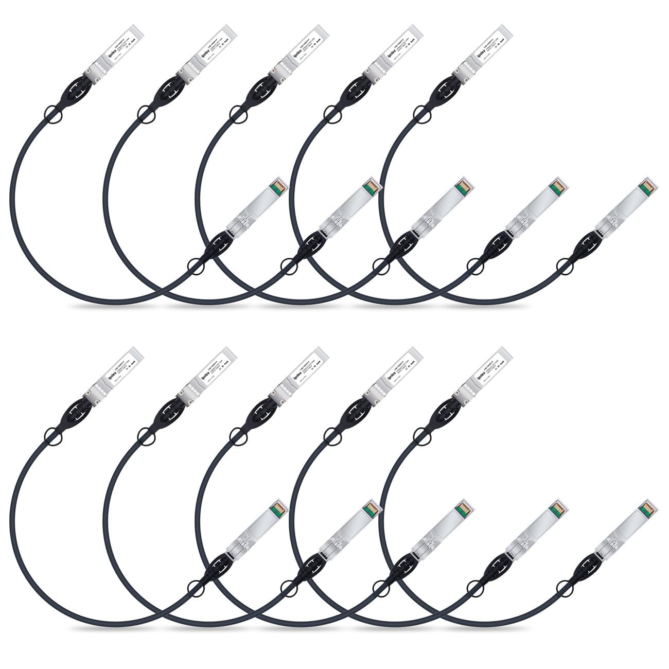 ipolex 10G SFP+ Twinax Cable, Direct Attach Copper(DAC) Passive 0.5m, Black