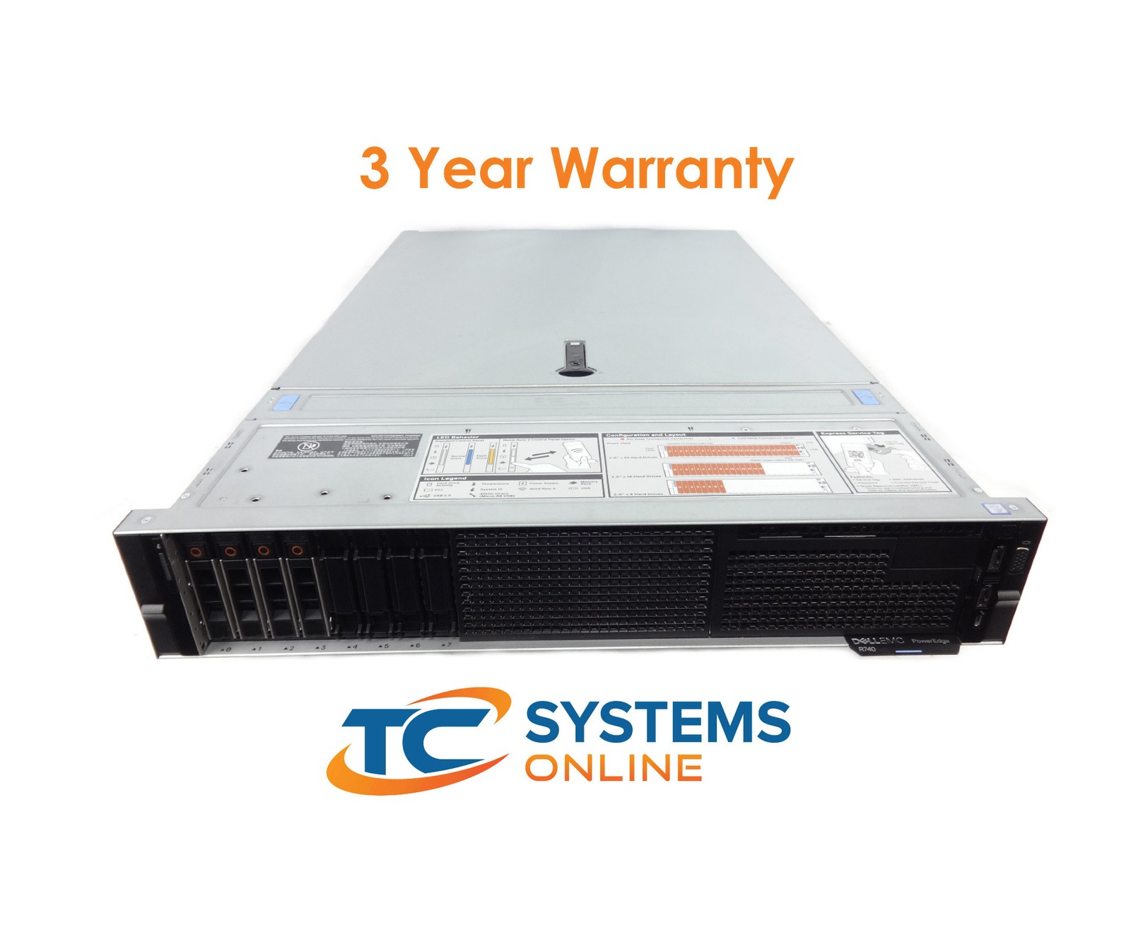 Dell R740 8SFF Server 2xGold 6246 3.3GHZ=24Cores 128GB 4×1.8TB 12G SAS H730P