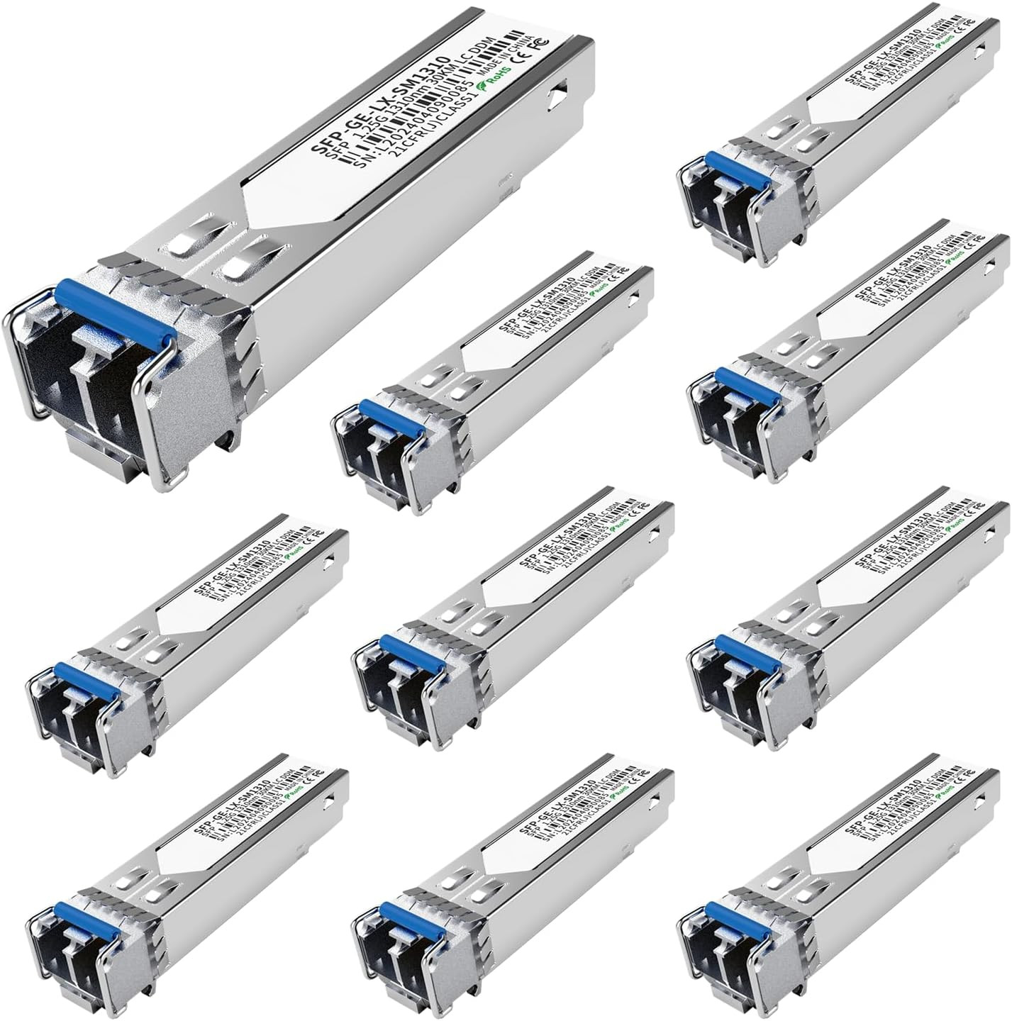 10-Pack 1.25G SFP LC Module 1000Base-Lx Single-Mode Transceiver SMF 1310nm 20km