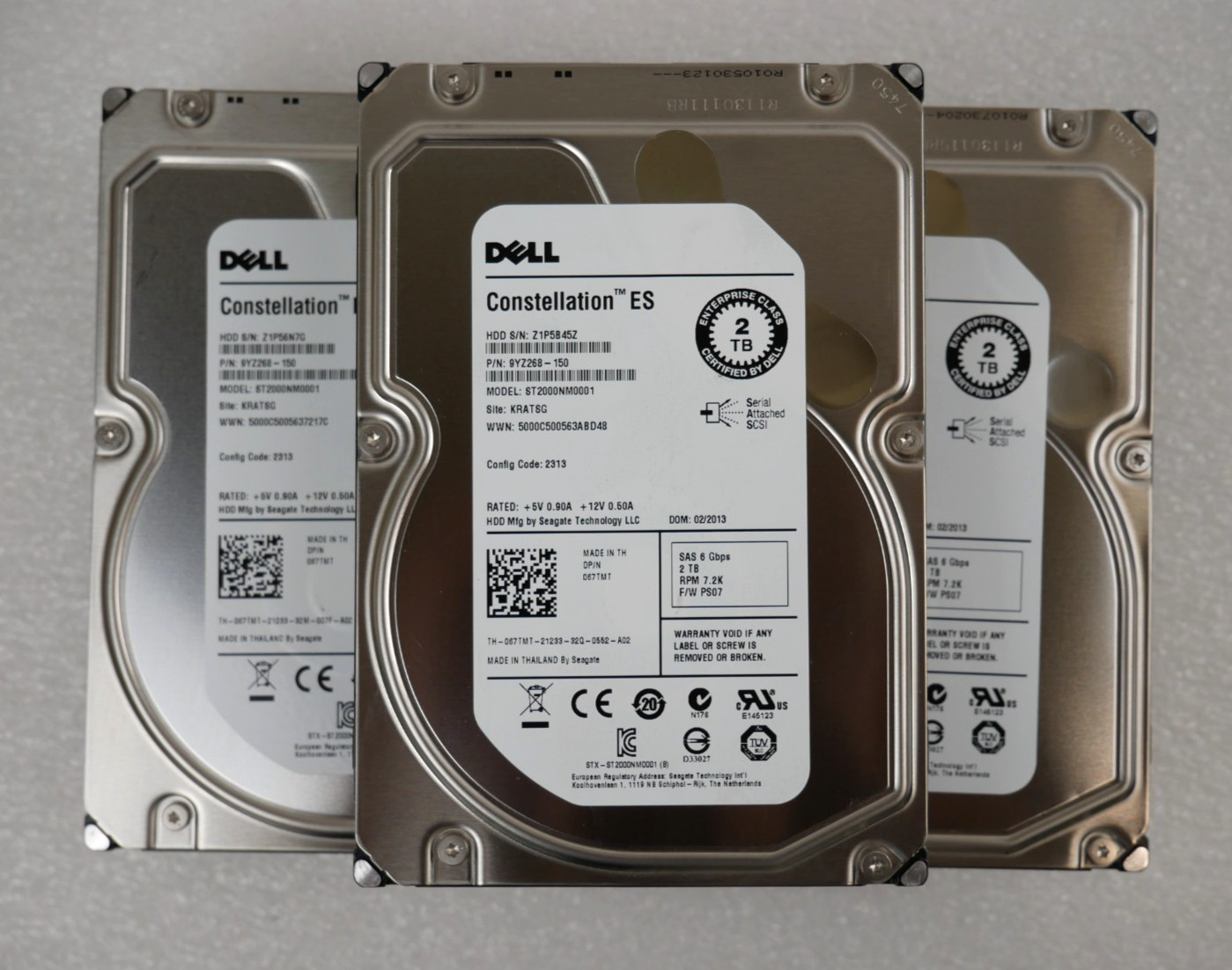 Lot of 5 Dell 067TMT ST2000NM0001 2TB 7.2K 6Gbps SAS 3.5″ Server Hard Drives