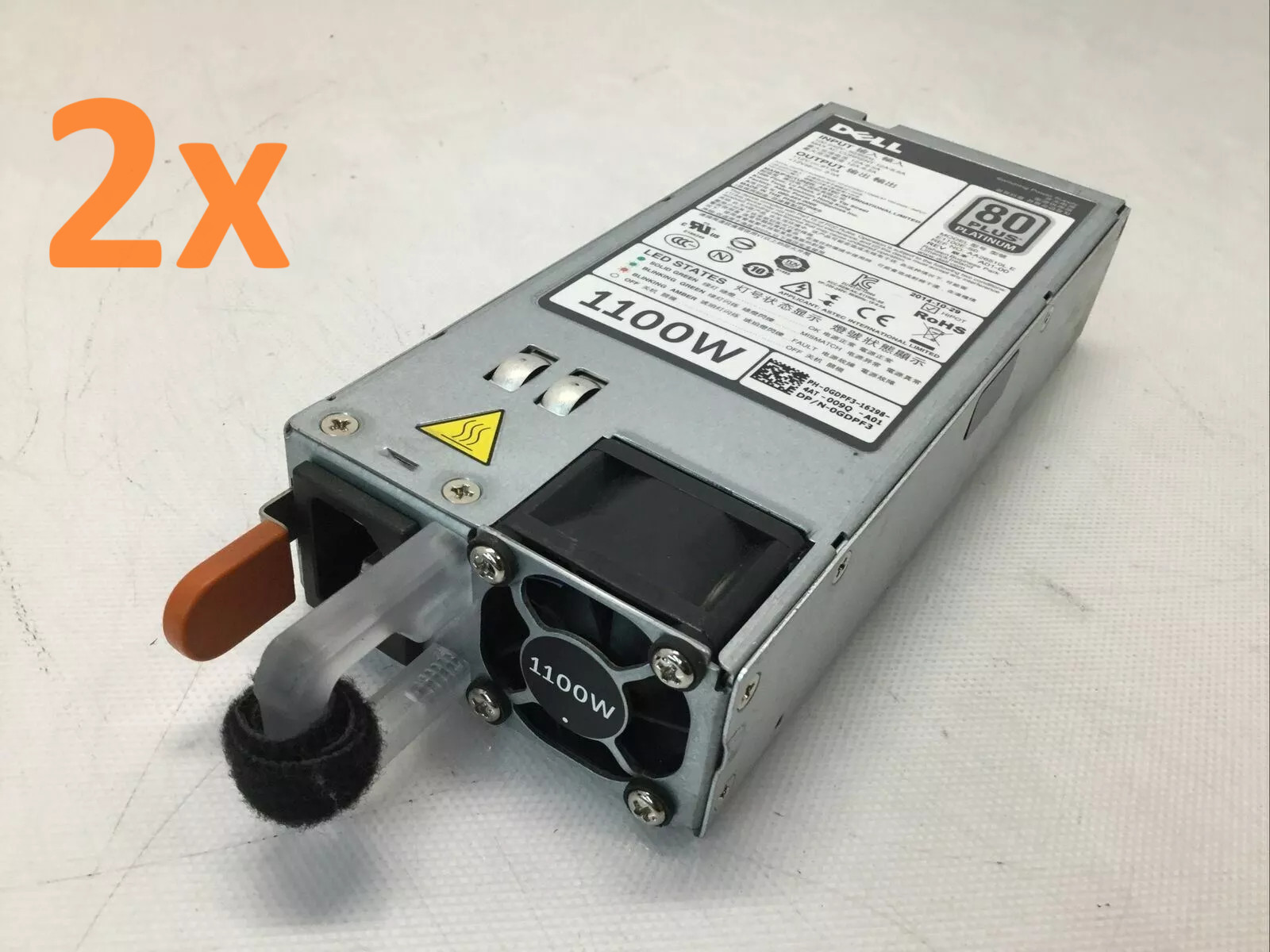 Lot of 2 – Dell E1100E-S0 L1100E-S0 PowerEdge 1100W Server Power Supply 0GDPF3