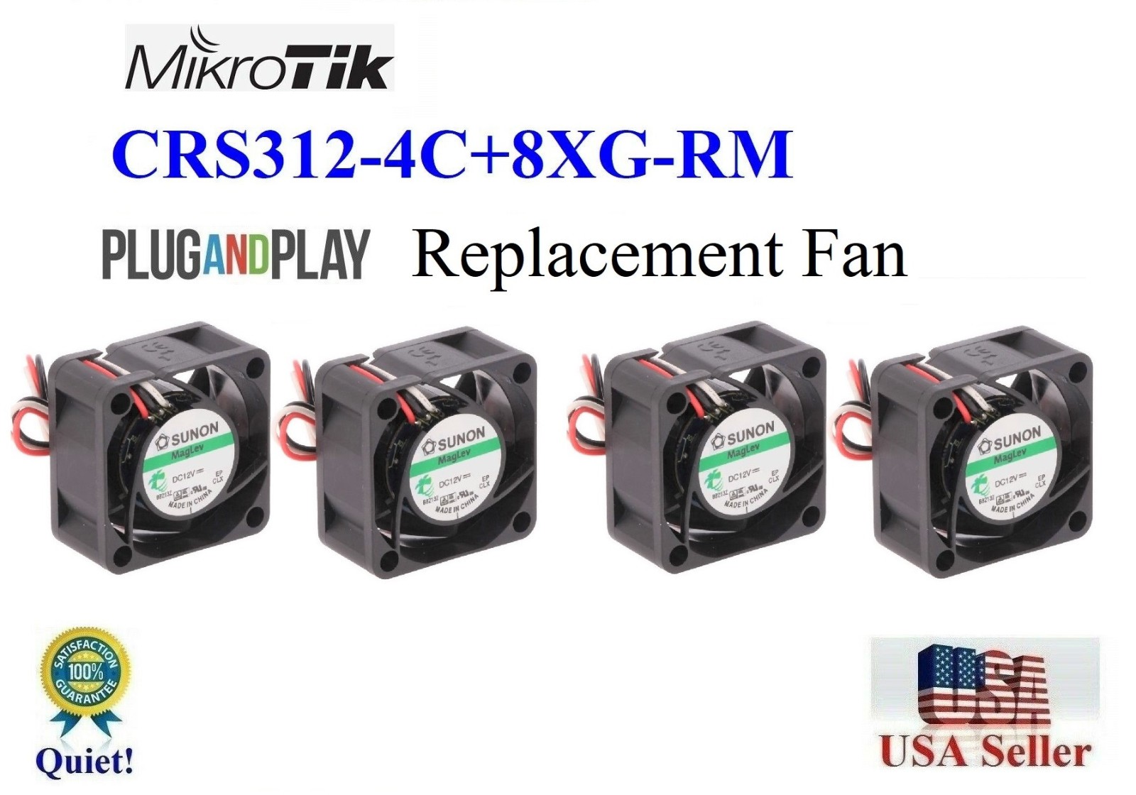 Lot 4x (18dBA) Quiet version replacement Fans for Mikrotik CRS312-4C+8XG-RM