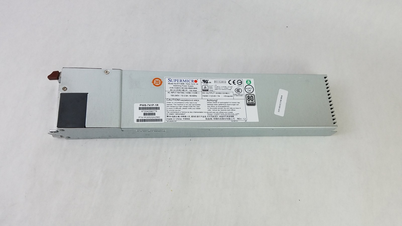 SuperMicro PWS-741P-1R Hot Swap 740W 1U Server Power Supply For