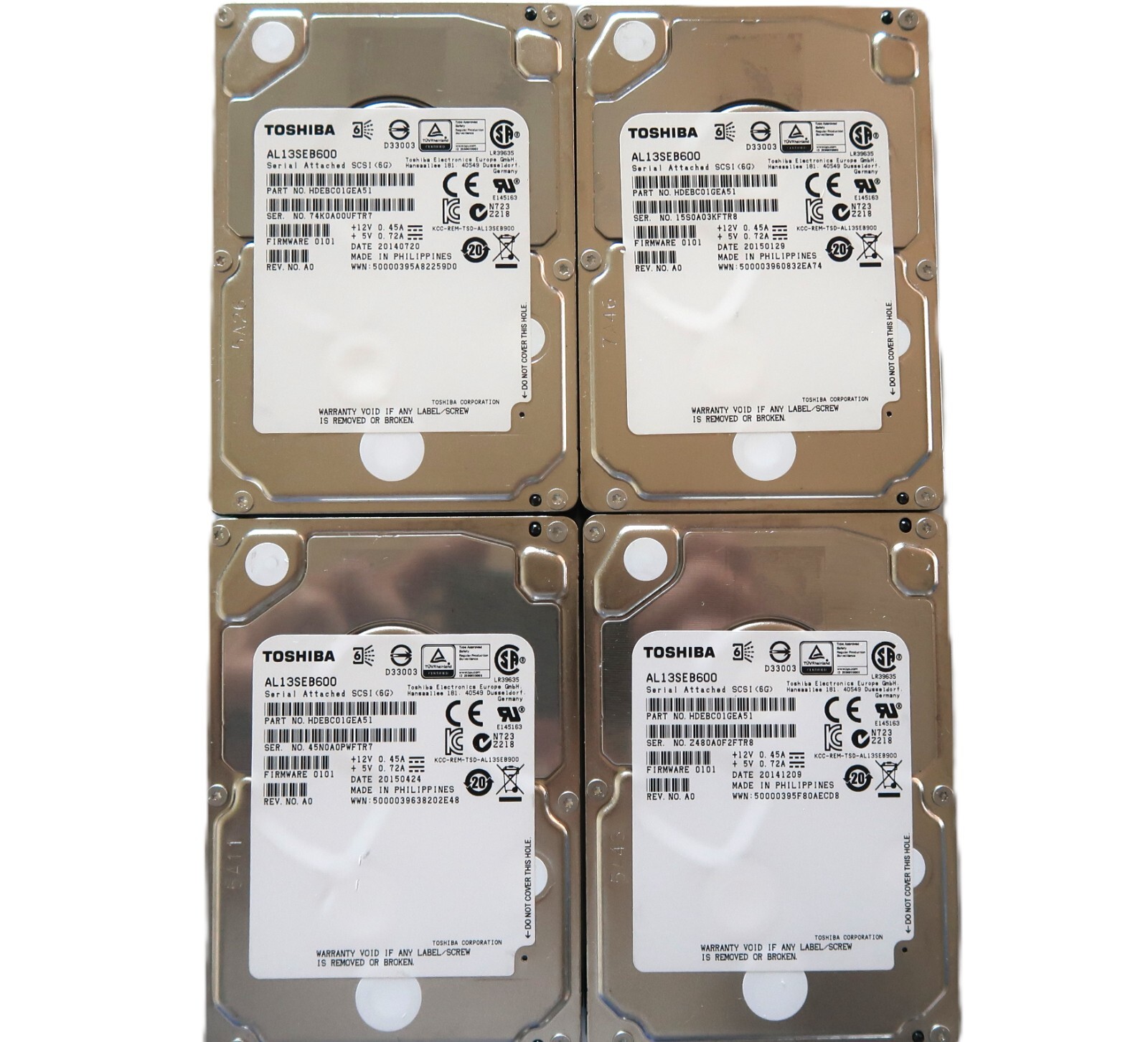 *Lot of 4* 2.5″ 600GB 10K SAS 6Gbs Dell R610 R620 R630 R710 R720 R730 Server HDD