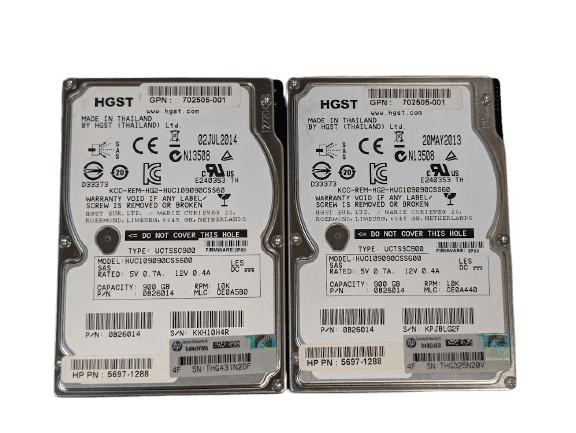 LOT OF 2 HGST 900GB 0B26014 2.5″ SAS Server HDD 512 Format HUC109090CSS600