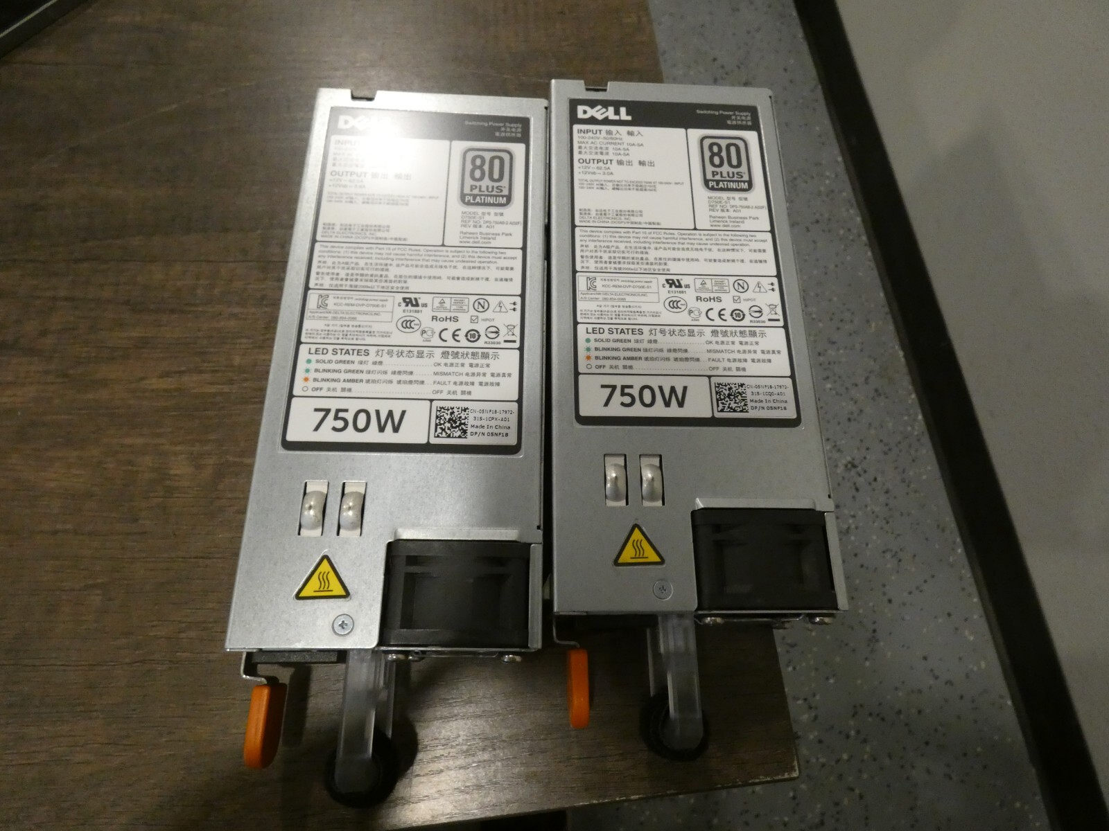 Lot of 2 OEM Dell PowerEdge R620 R720 750W Server Power Supply 5NF18 D750E-S1