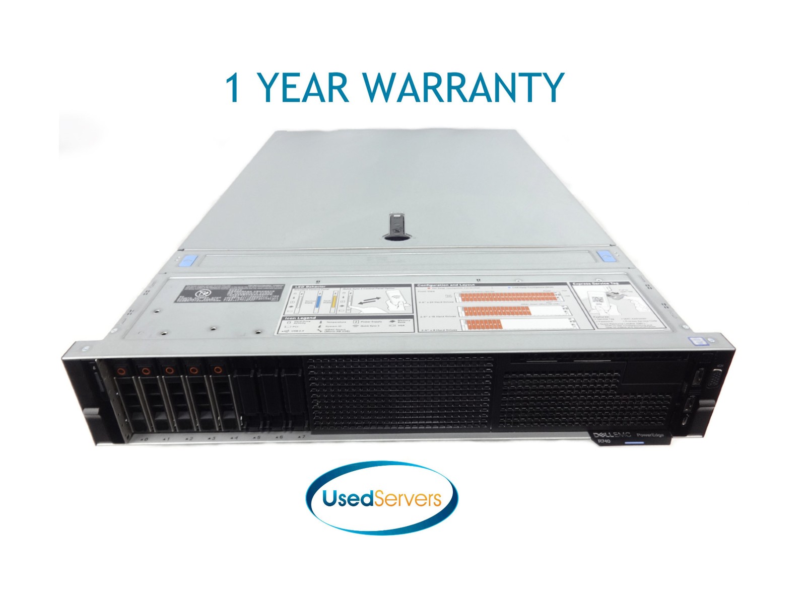 Poweredge R740 8SFF 64GB 2x Gold 5118 2.3GHZ=24Cores 5x 120GB SATA SSD H730P