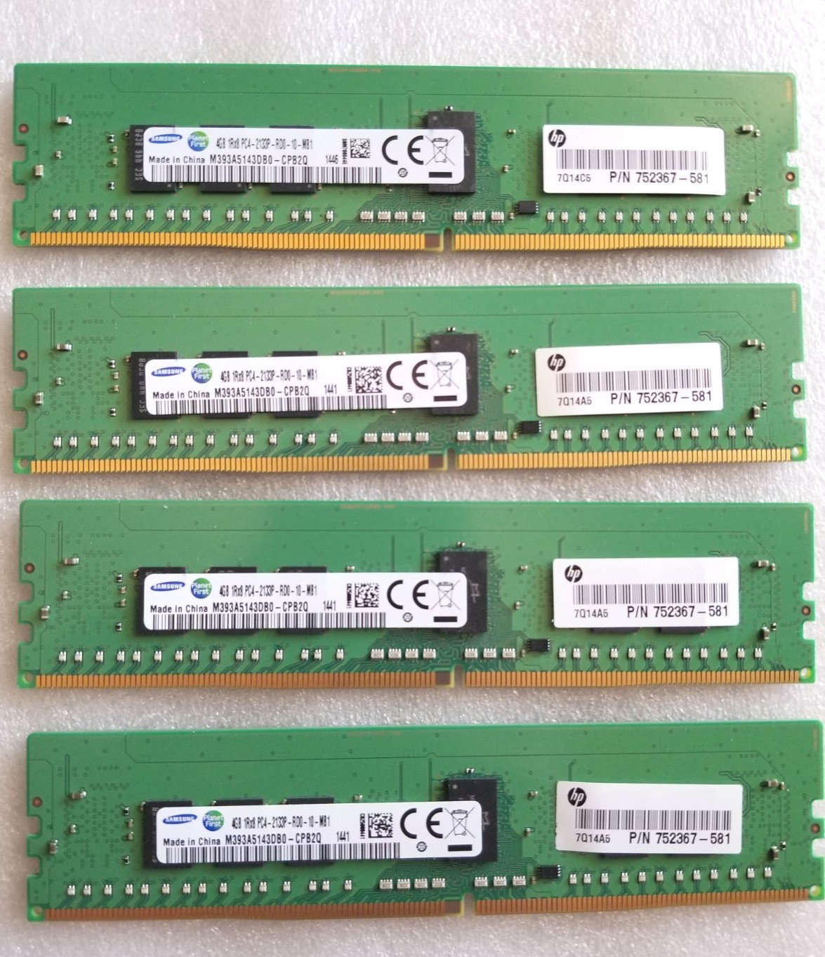 16GB Samsung 4x 4GB PC4-2133P M393A5143DB0-CPB2Q ECC RDIMM Server RAM 752367-581