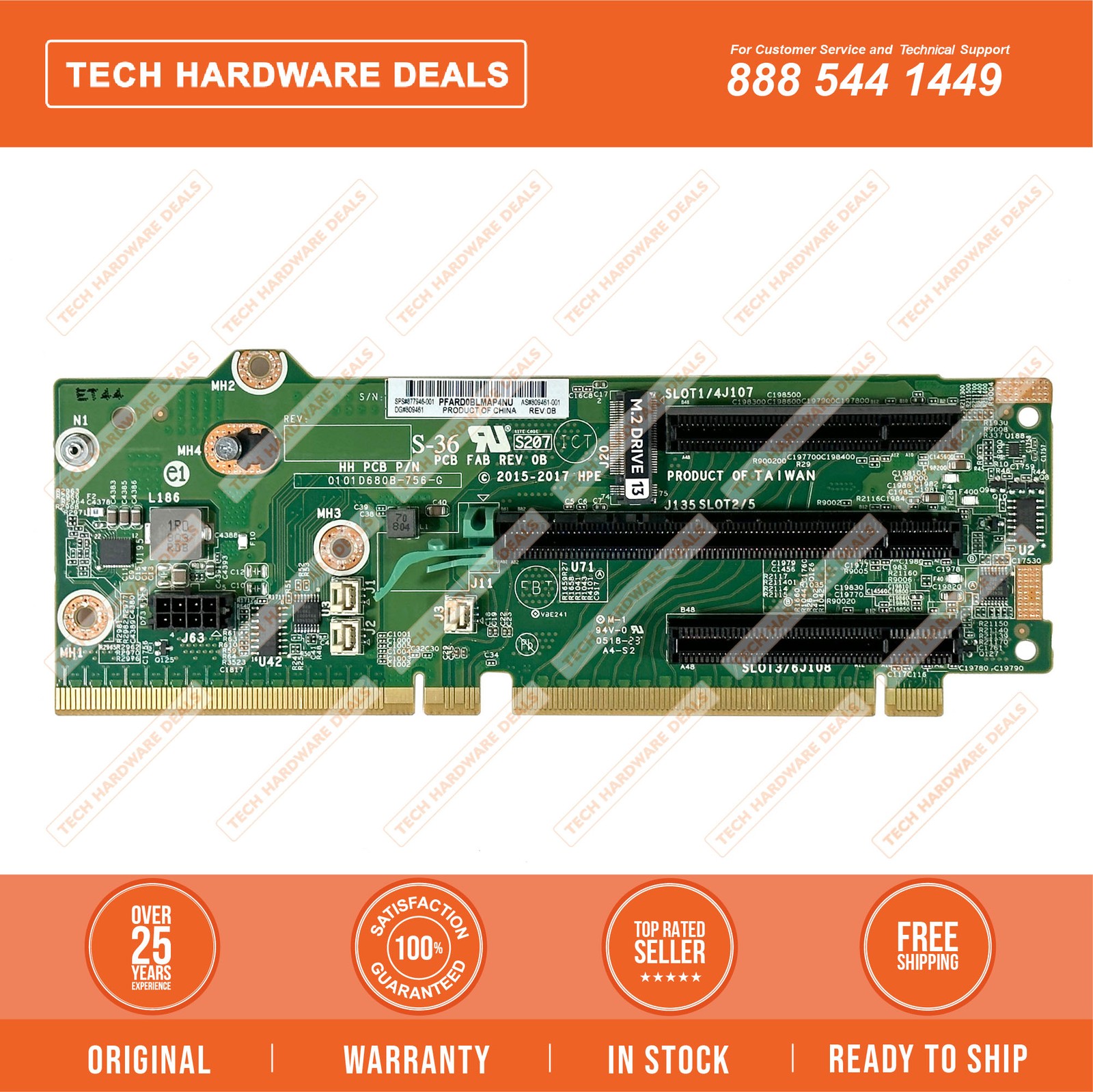 877946-001    HPE DL380 Gen10 x8/x16/x8 M.2 NEBS Riser Board Only