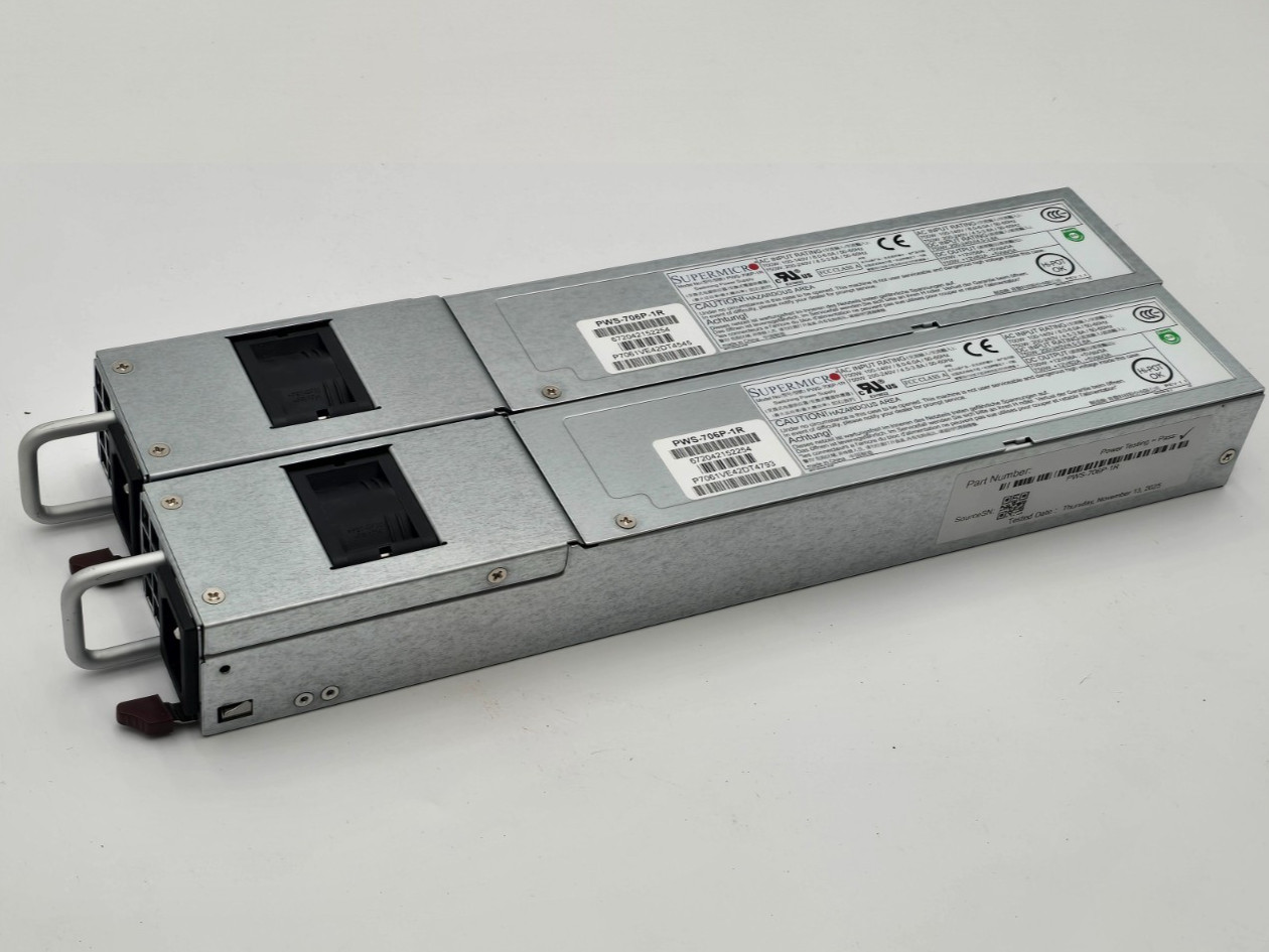 Lot of 2 Supermicro PWS-706P-1R 750W 80+ Platinum Switching Power Supply Unit