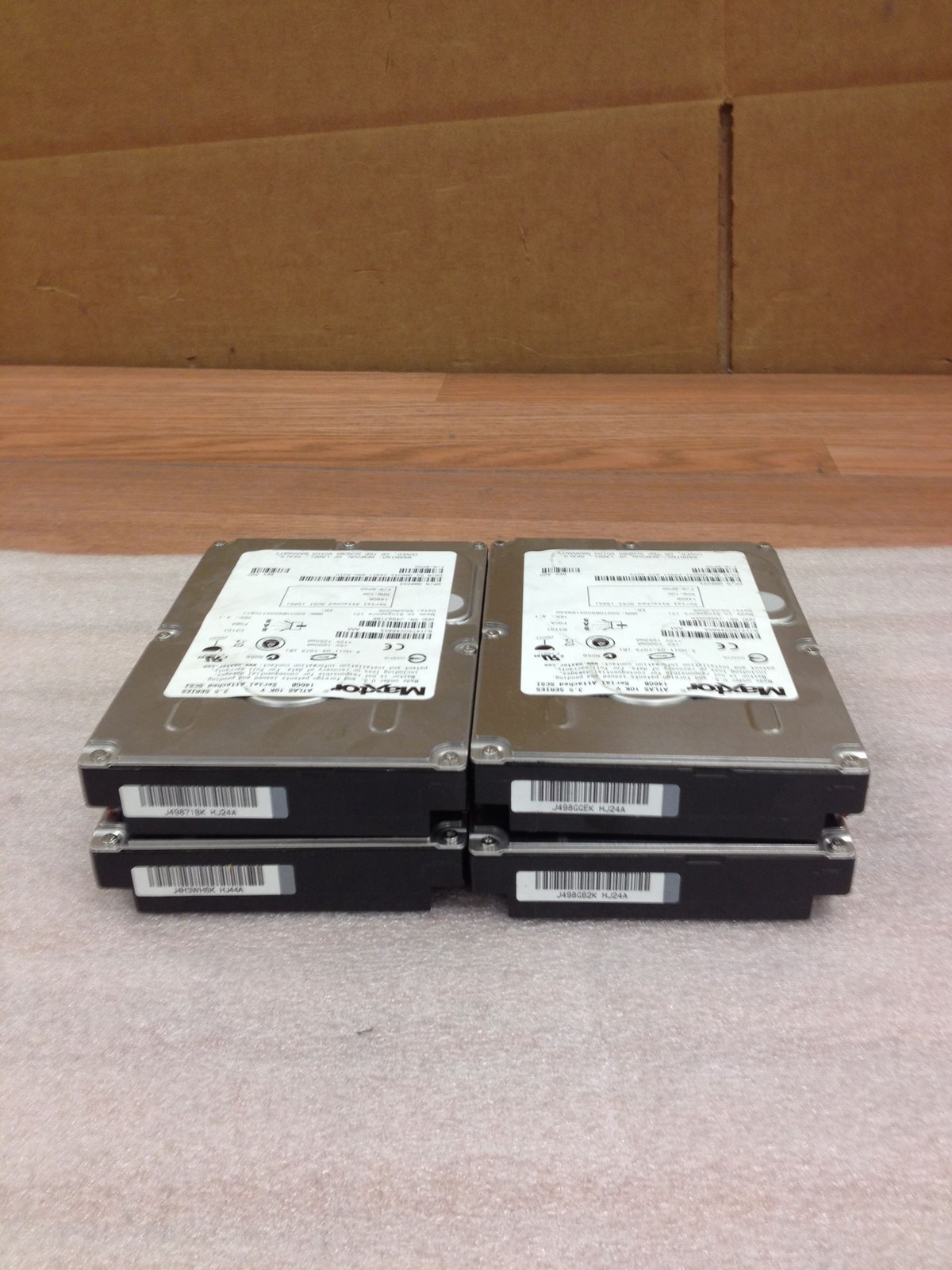 Lot of 4 Maxtor Atlas 10K V 146GB SAS 3.5in 10K RPM Server Hard Drives Tested