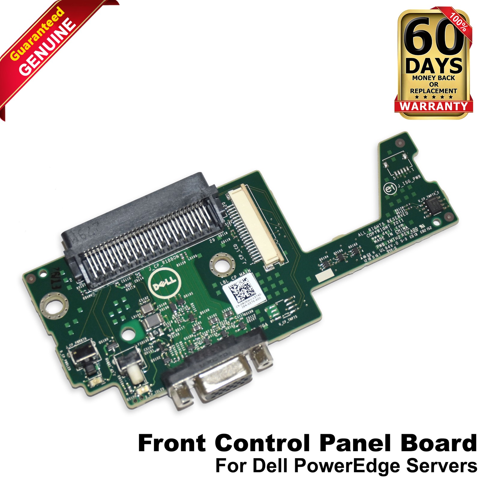 Lot of 2 Dell PowerEdge R720 R720xd 1 VGA Port Front Control Panel Board 9V3WV