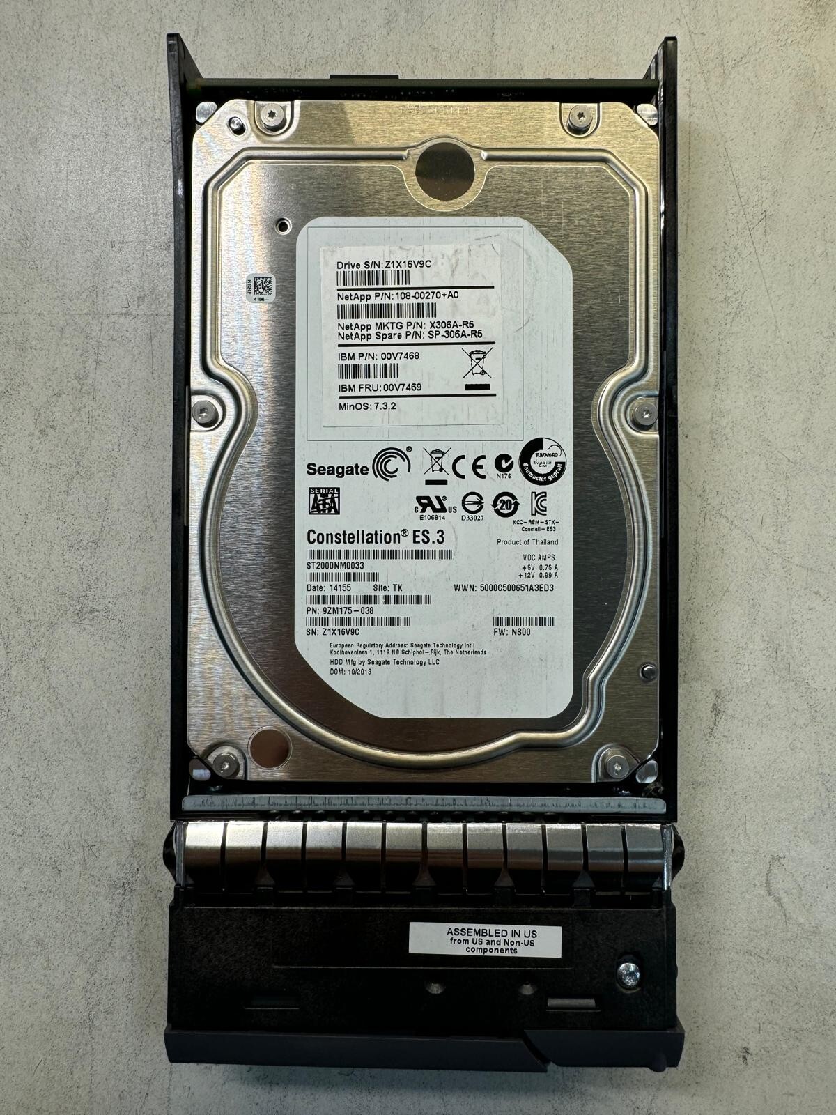 NetApp 2TB 108-00270+A0 X-306A-R5 7.2K RPM 6.0Gbps SATA Server Hard Drives