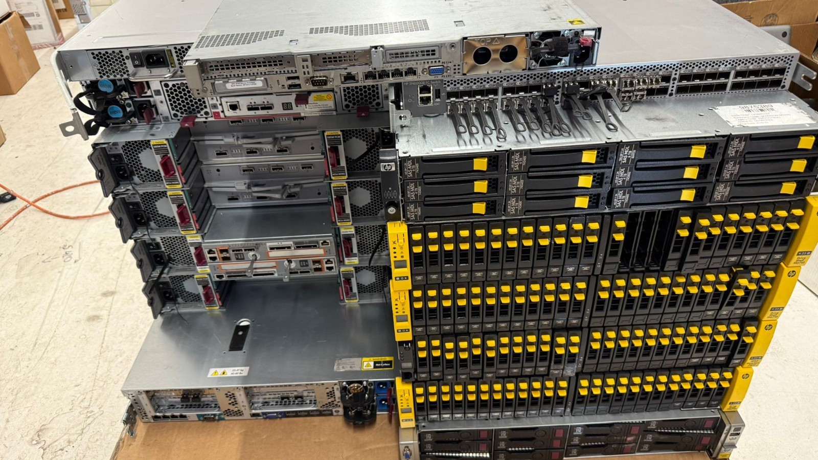 15 HP server, storage, network DL370, Jpar 7400, 6710 untested units as is