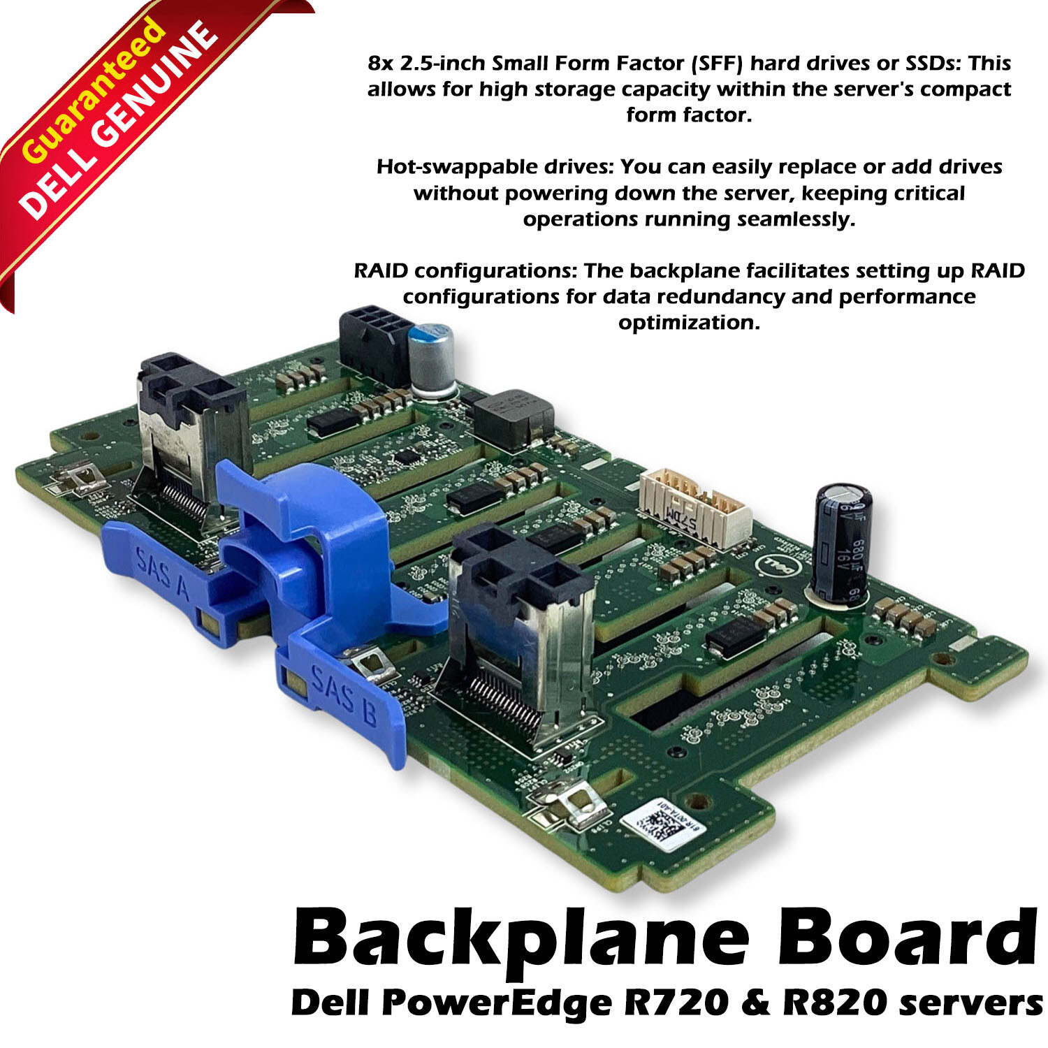 Dell 22FYP PowerEdge R720 R820 8x 2.5″ SFF Hard Drive Backplane HDD V2 CN-022FYP