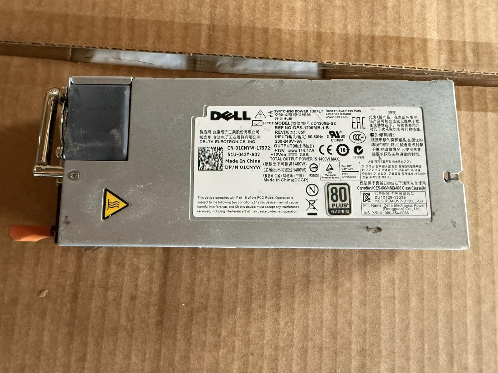 Dell 1400W Server PSU D1200E-S2 DPS-1200MB-1 B 01CNYW 0FRVCP PowerEdge C8000