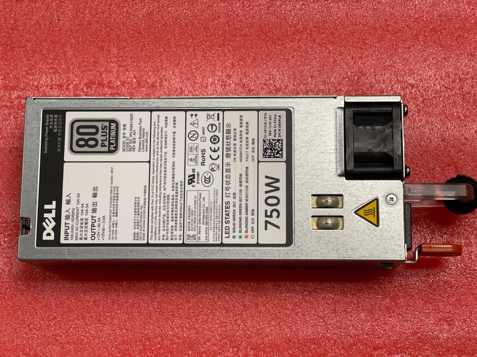 Lot of 10 Dell PowerEdge R720 R820 750W 80+ Platinum PSU 5NF18 9PXCV D750E-S1