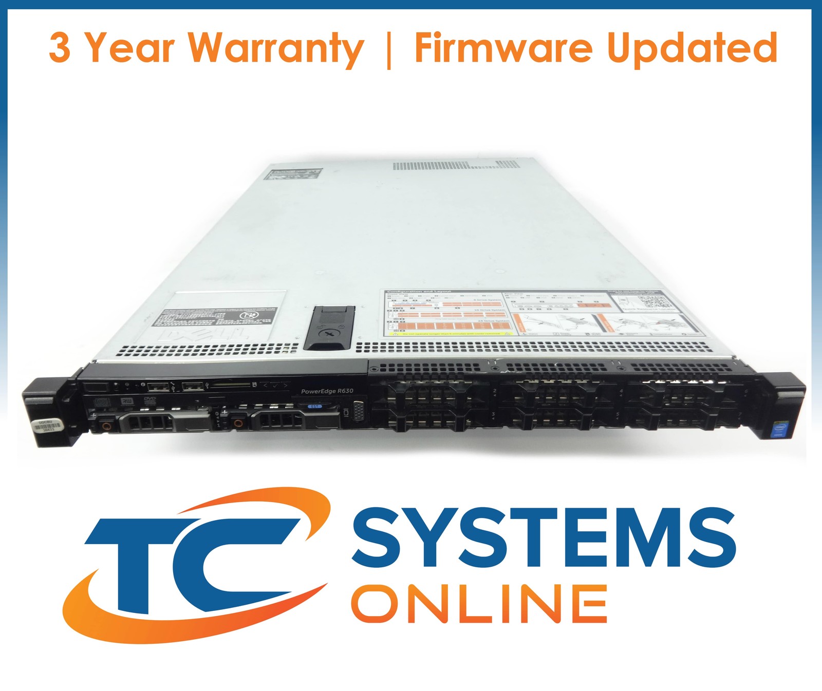 Poweredge R630 8SFF 2x E5-2620v4 2.1GHZ =16C/32T NO RAM 2x HD TRAY H730