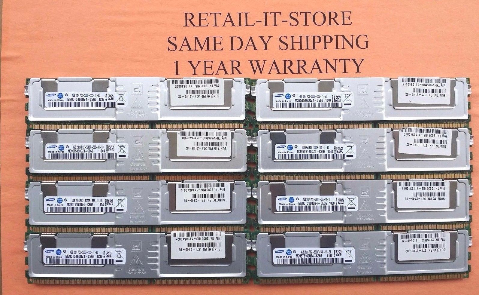 HP 32GB 8x4GB PC2 5300F ECC BL680C G5 BL460C G5  398708-061 SERVER RAM 1 YEAR WA