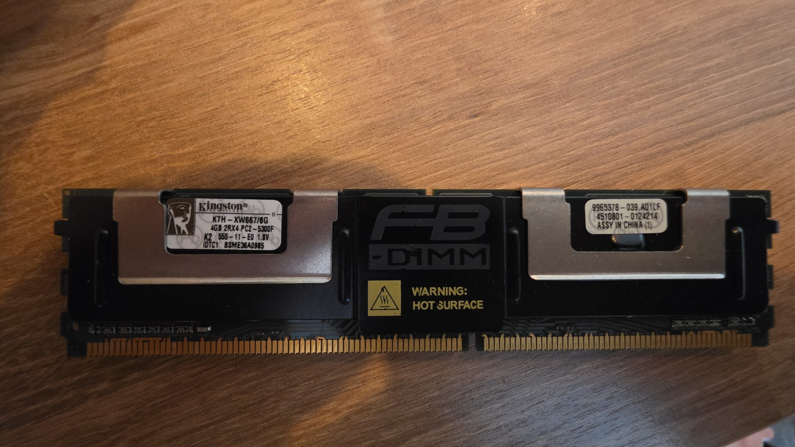 16 × Kingston 4GB PC2-5300F ECC FB-DIMM modules, 1 × Intel Xeon X5450 CPU