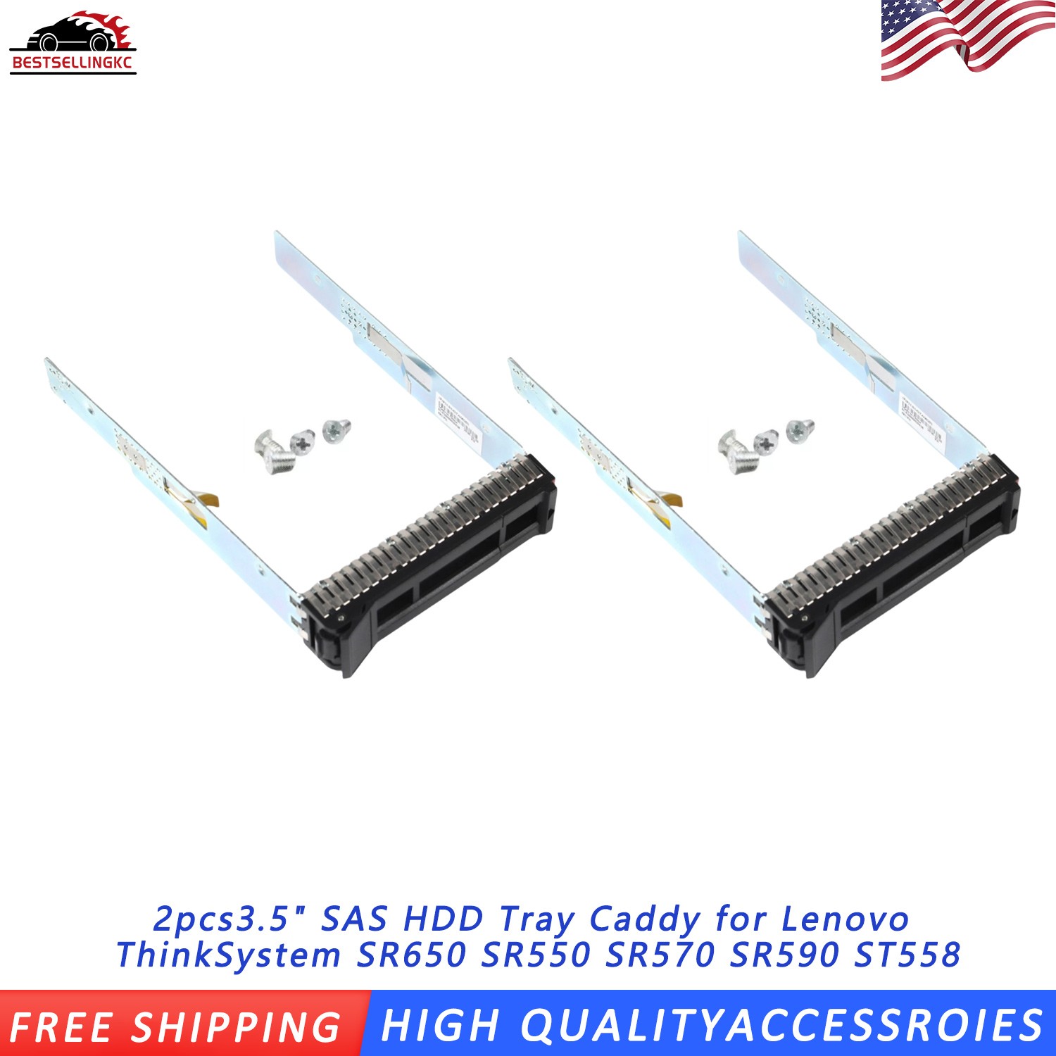 2Pcs 3.5” LFF HDD Tray Caddy Fit Lenovo SR550 SR650 SR850 SR950