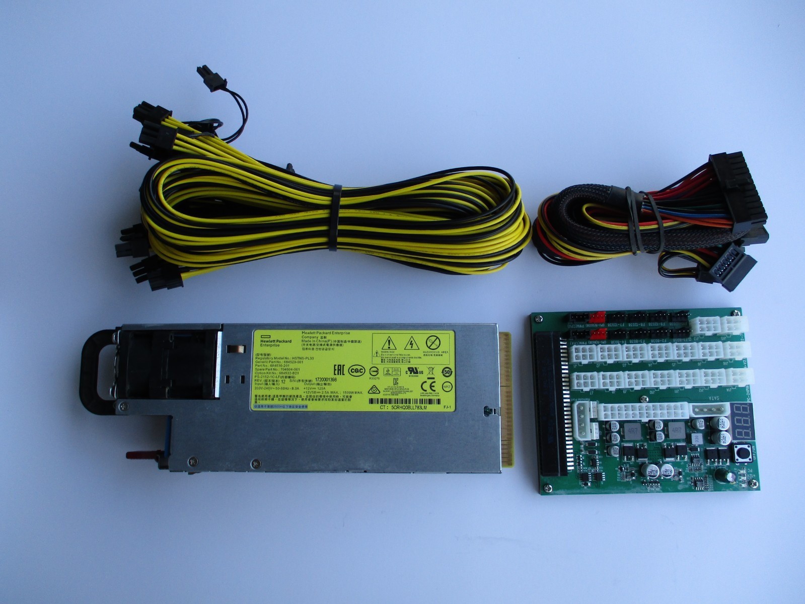 HP 1500 watt GPU mining rig power supply kit Platinum 94% efficient (200-240V)