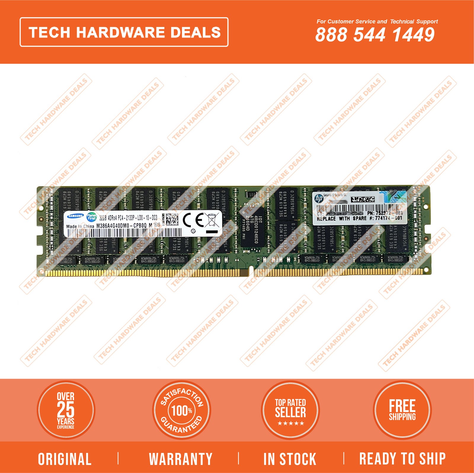 774174-001 Qty In Stock!   HP 32GB (1x32GB) Quad Rank x4 DDR4-2133 CAS-15-15-15