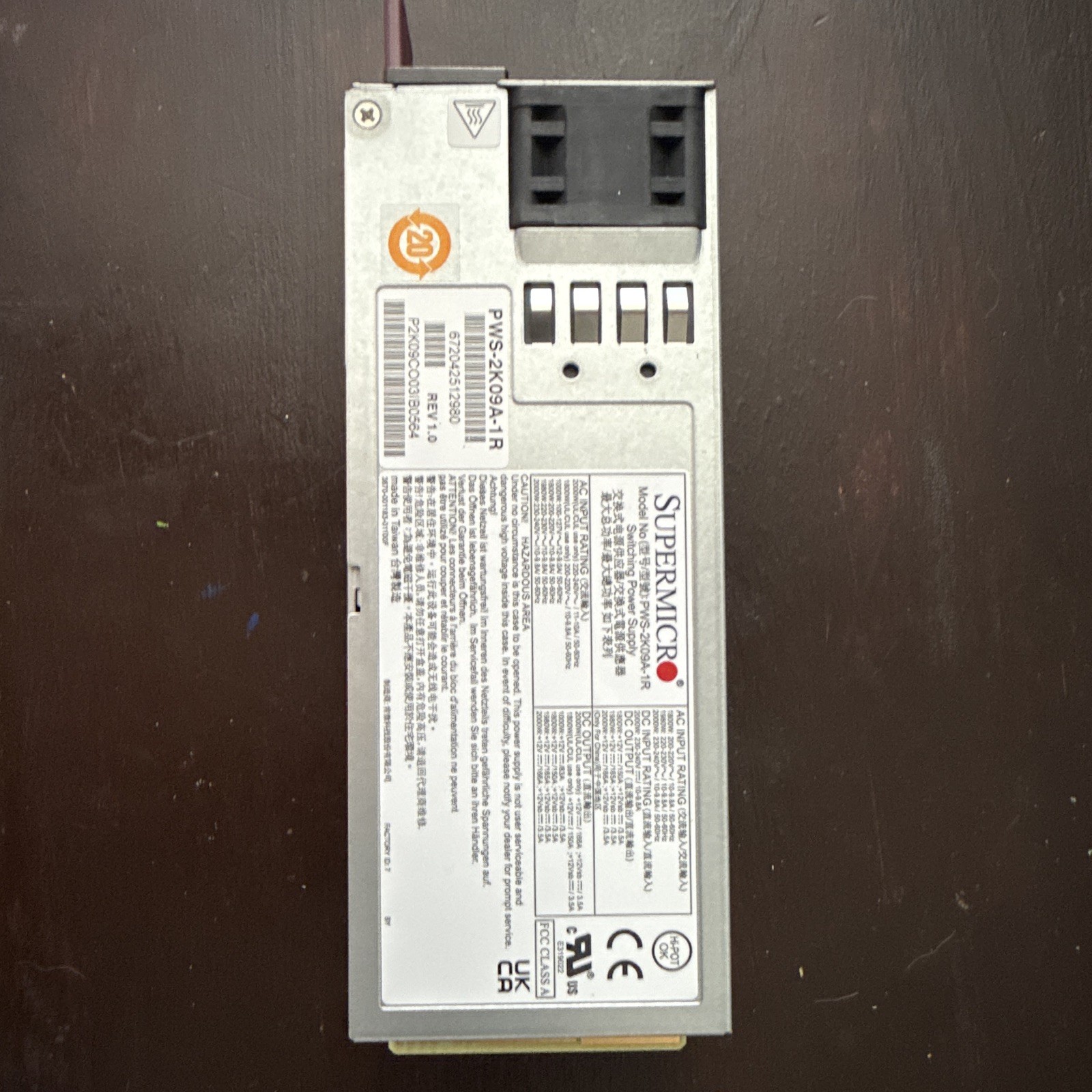Supermicro PWS-2K03A-1R 2000W 1U Enterprise Server Power Supply Gold Finger