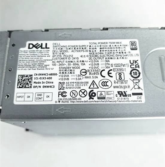 Dell AC750EPS-00 1CL-01X3-A00 0NW4C3 EPS 750W Server Power Supply