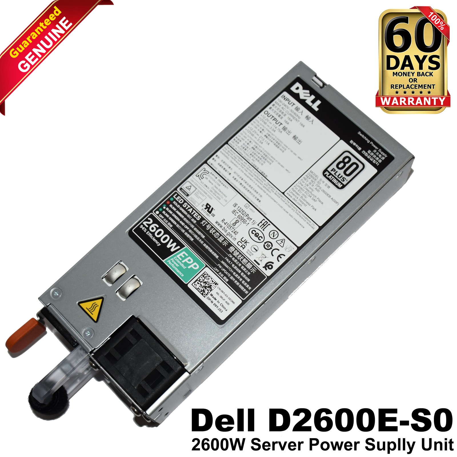 Dell EMC PowerEdge C6420 2600W Hot-Swap 80+ Platinum Power Supply Unit 9YJ53