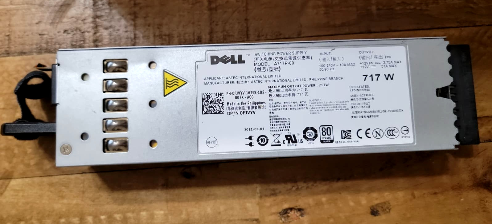 Dell 717W Server Power Supply D717P-00 / 0FJWW 80+ Platinum