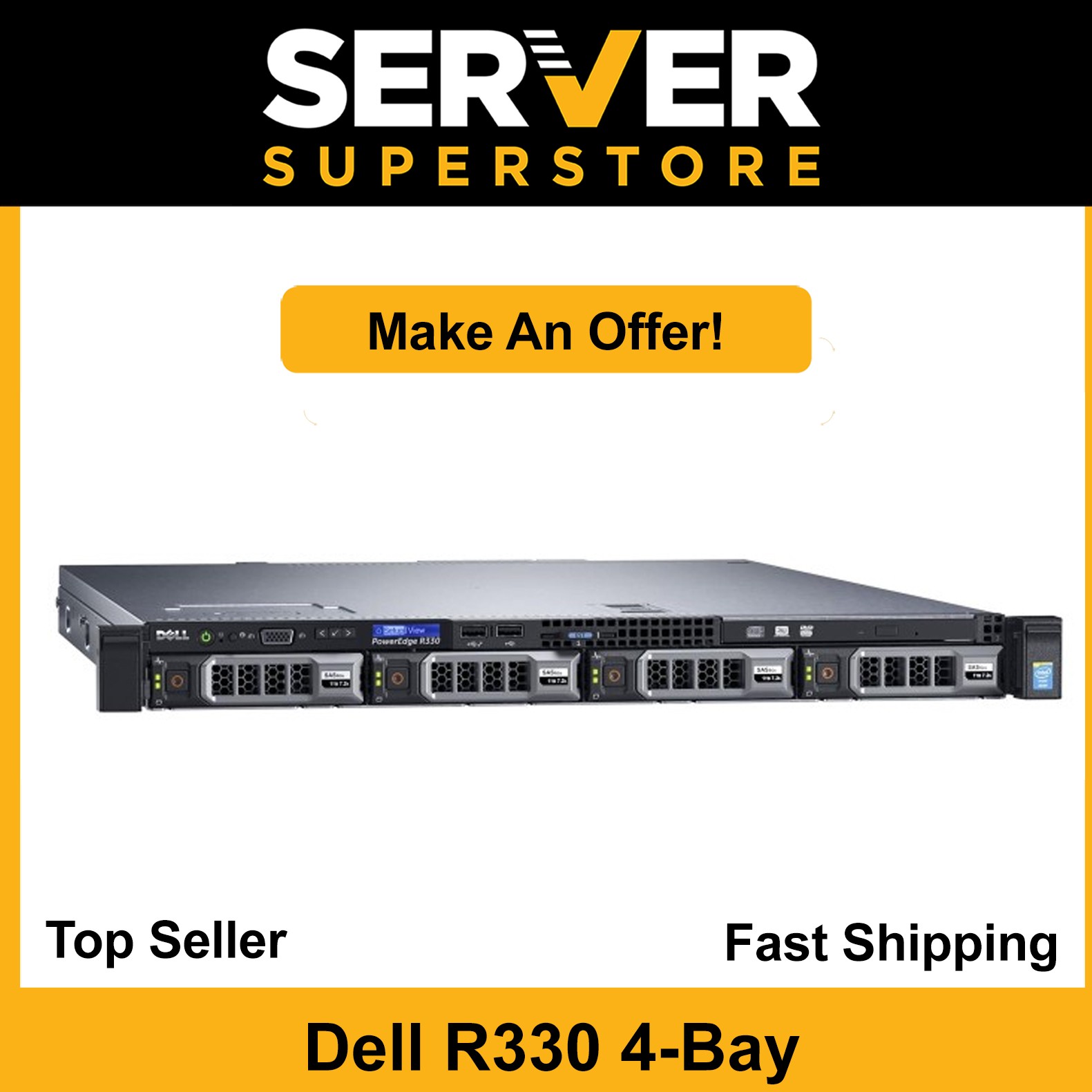 Dell PowerEdge R330 Server 1x E3-1230 V5 – 3.4GHz | S130 | 8GB RAM | 4x trays