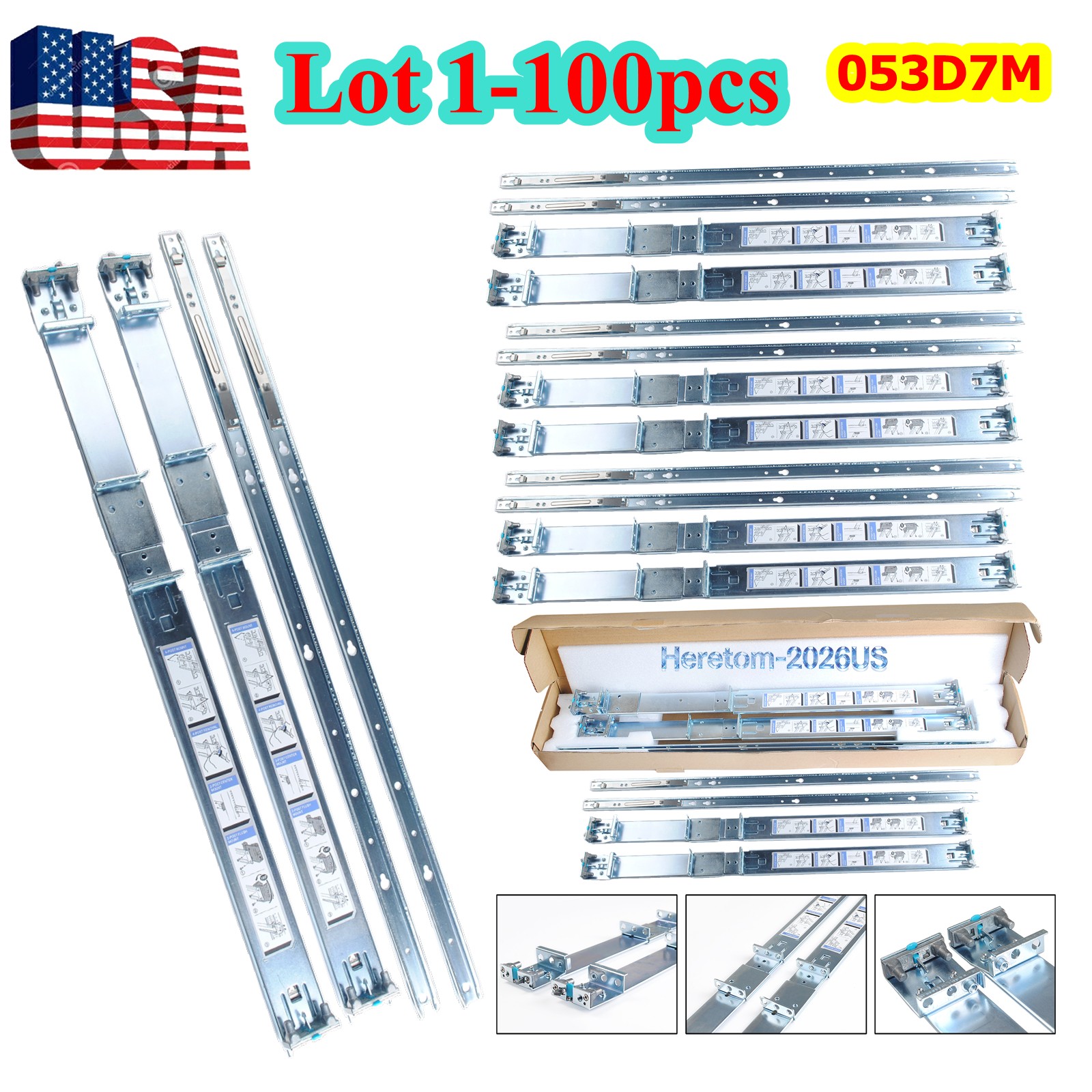 LOT X632K DELL STATIC READYRAIL KIT 1U SERVER R620 R630 R410 R420 0Y819K 053D7M