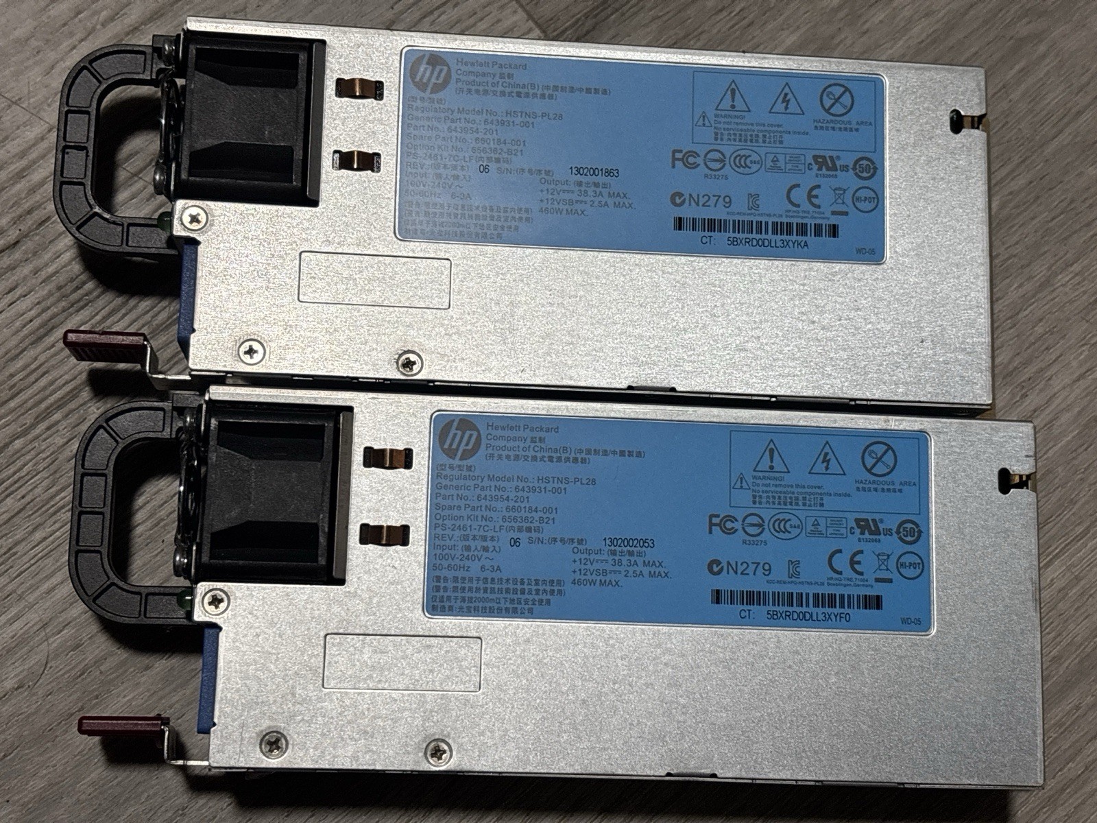 Lot of 2 HP 460W Server Power Supply PSU 660184-001 643954-201 HSTNS-PL28