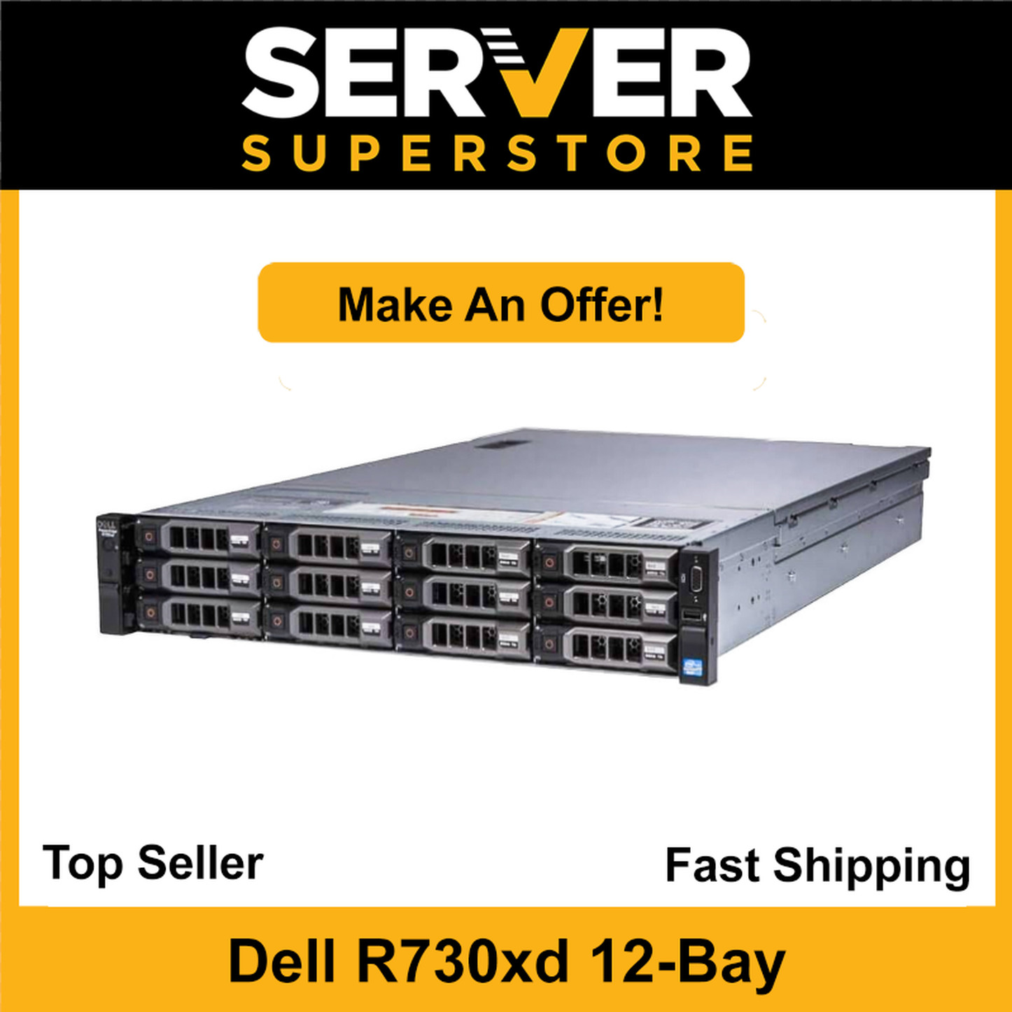 Dell PowerEdge R730XD 2x E5-2650 V4 =24 Cores H730 128GB 12x trays +rails +bezel